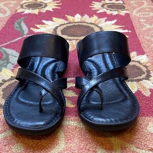 Born Black Leather Sandals